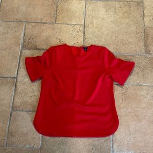 Cherry red key hole back, flared sleeve top